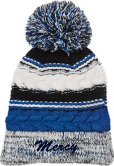 Sport-Tek Pom Pom Team Beanie, Royal blue/Black/White